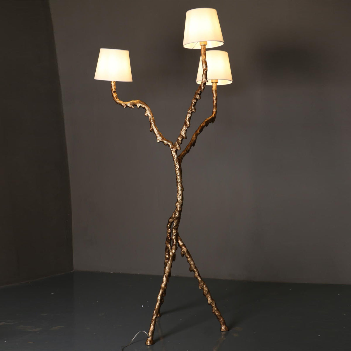 Ines Brass Three-Light Floor Lamp - Ø 31.5″ × H 78.7″Brass / WhiteUS Plug Meet Lighting