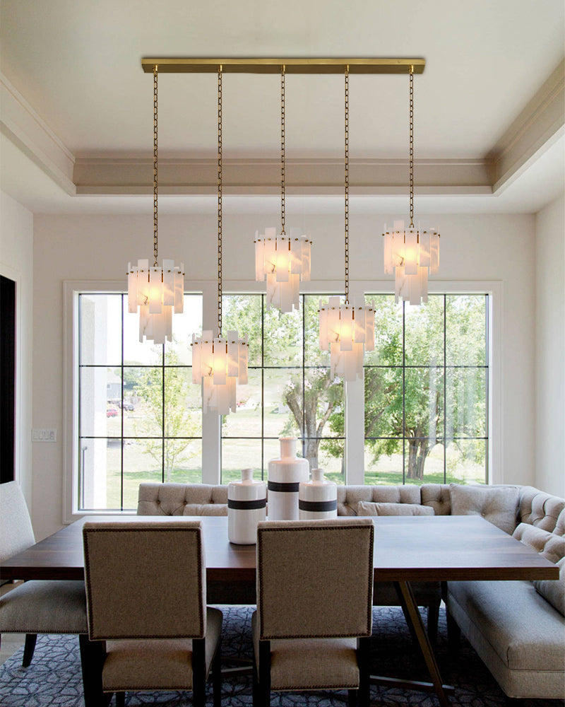 3/5/7-light Tired Alabaster marble Cluster Chandelier 13" with adjustable chain