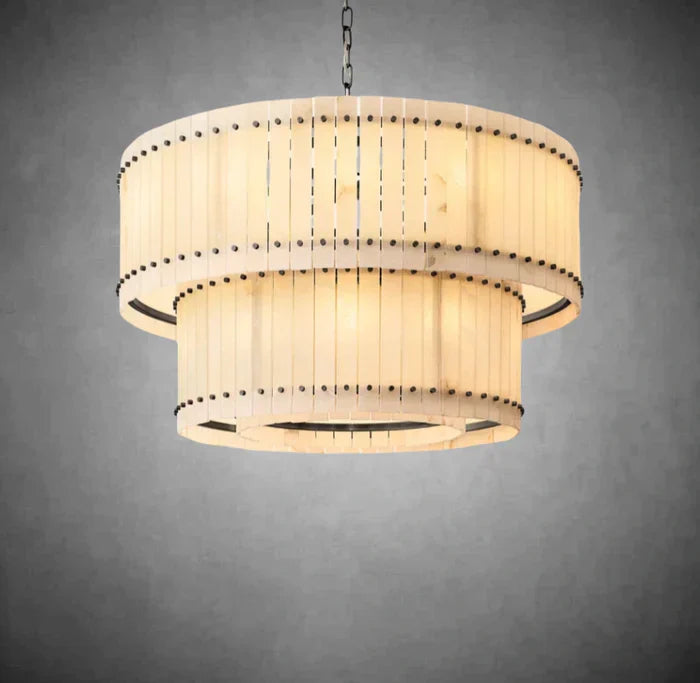 Marisol Alabaster Round Tiered Chandelier