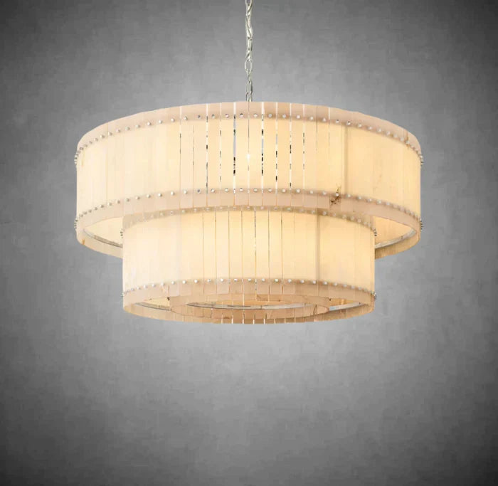 Marisol Alabaster Round Tiered Chandelier