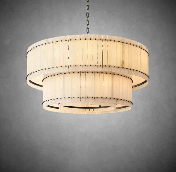 Marisol Alabaster Round Tiered Chandelier