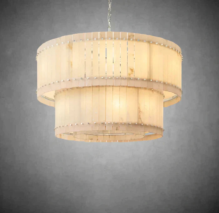 Marisol Alabaster Round Tiered Chandelier