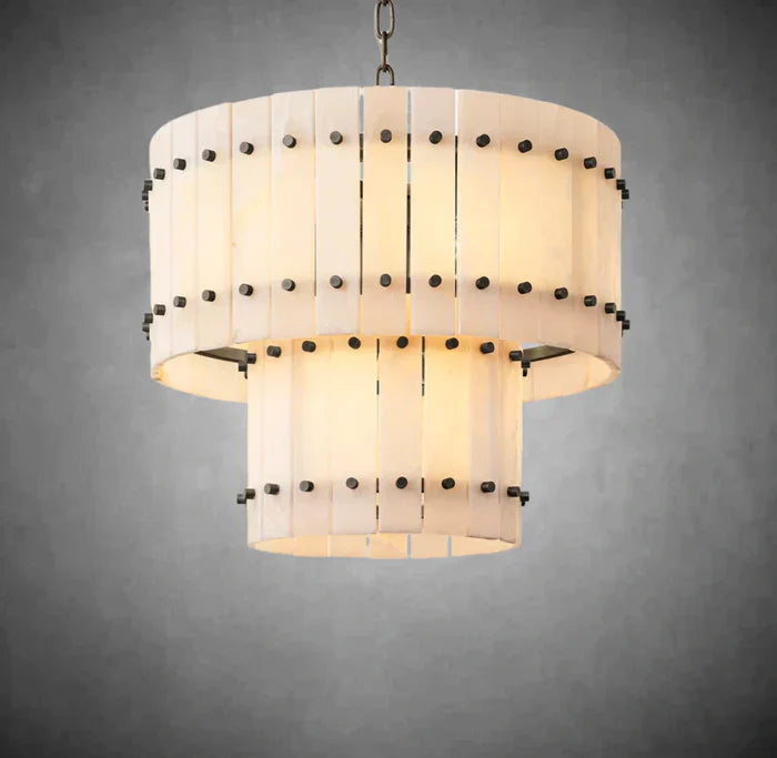 Marisol Alabaster Round Tiered Chandelier