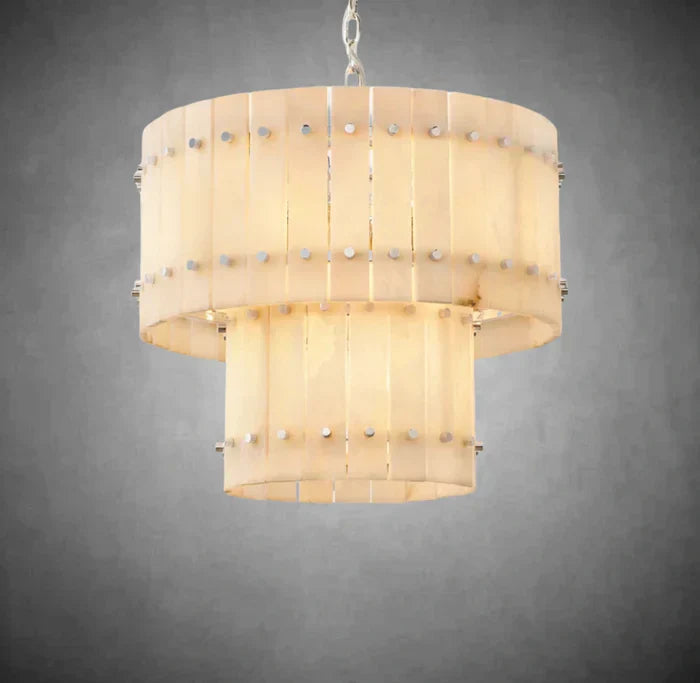 Marisol Alabaster Round Tiered Chandelier