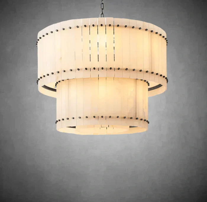 Marisol Alabaster Round Tiered Chandelier