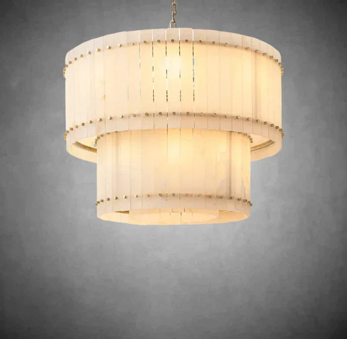 Marisol Alabaster Round Tiered Chandelier