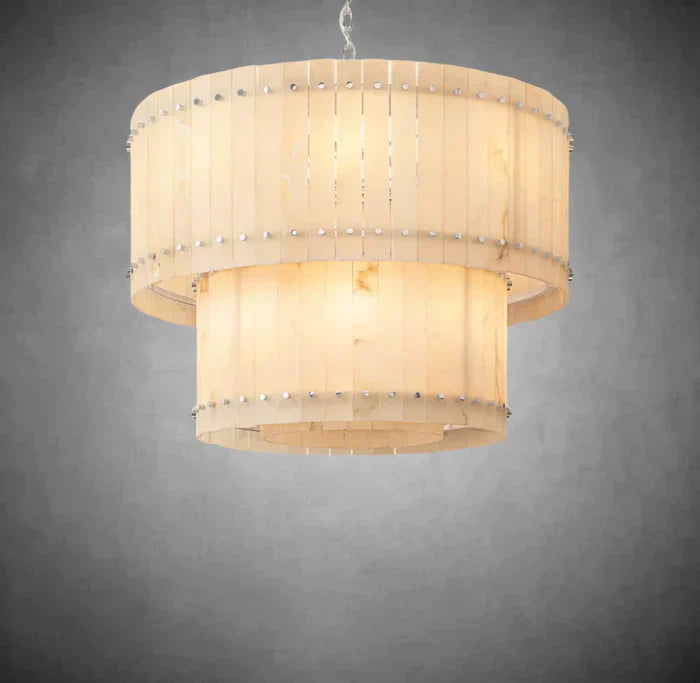 Marisol Alabaster Round Tiered Chandelier