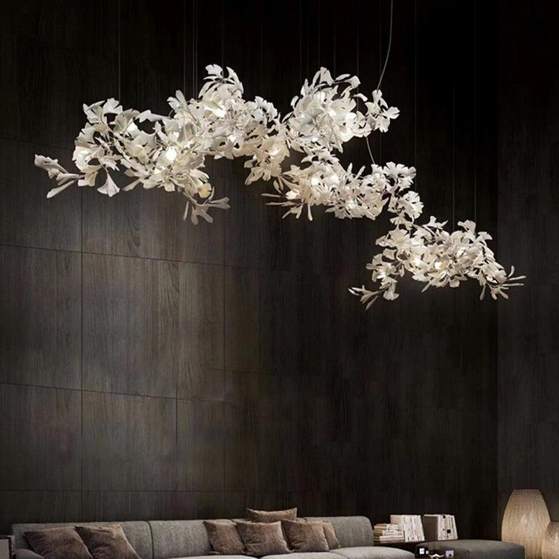 Modern Porcelain Ginkgo Branch Chandelier - 70.9"LBlushlighting