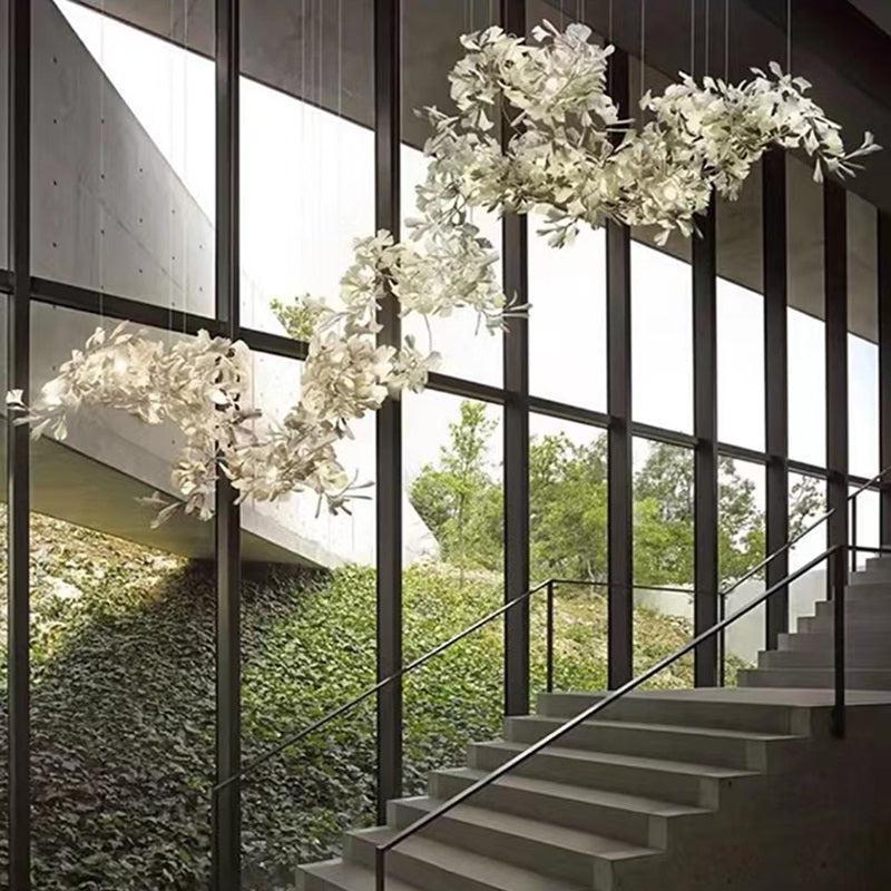 Modern Porcelain Ginkgo Branch Chandelier - 78.8"LBlushlighting