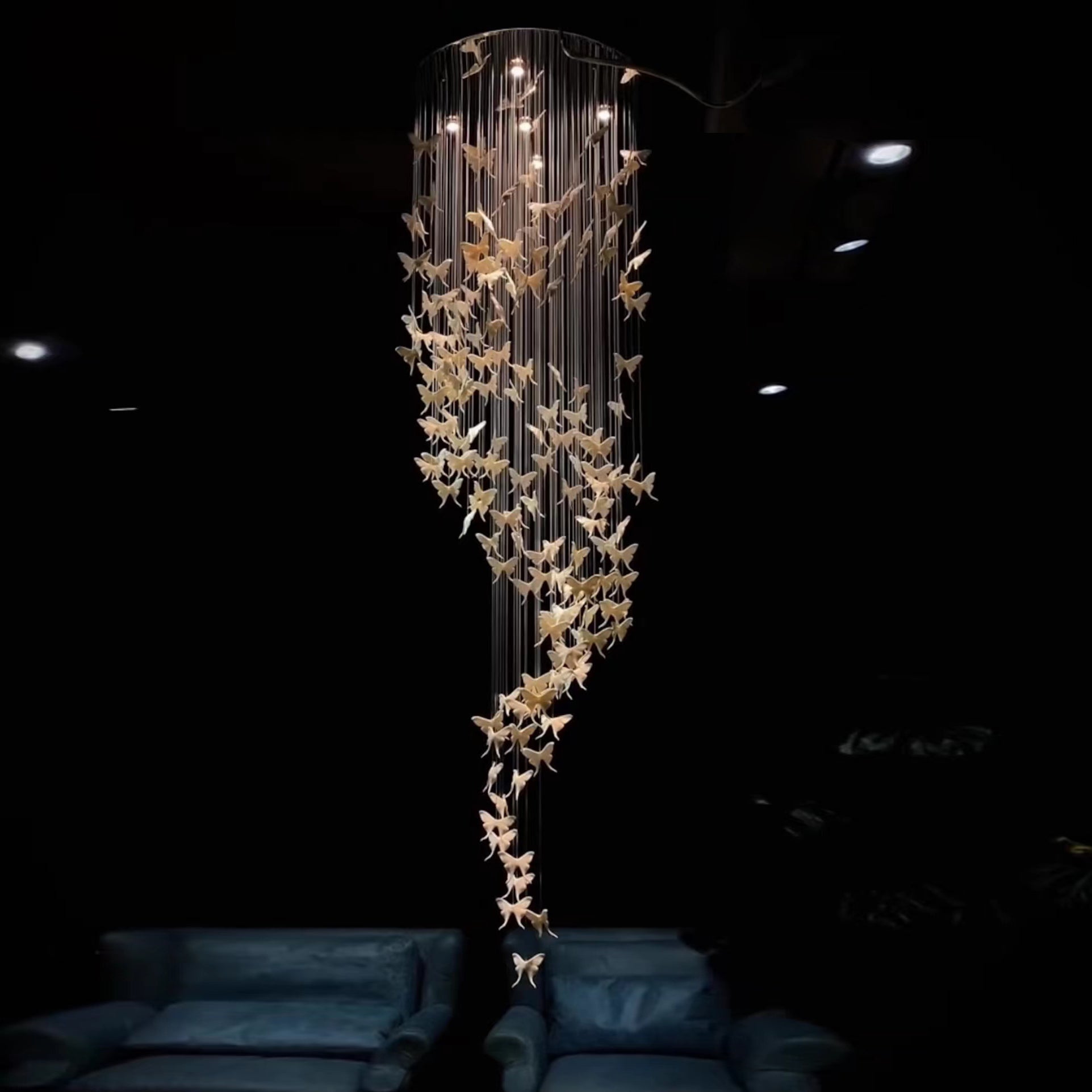 Modern Spiral Staircase Chandelier Ceiling Light Fixture for High Ceiling Living room/ Entryway - D 23.6" * H 118"Warm 