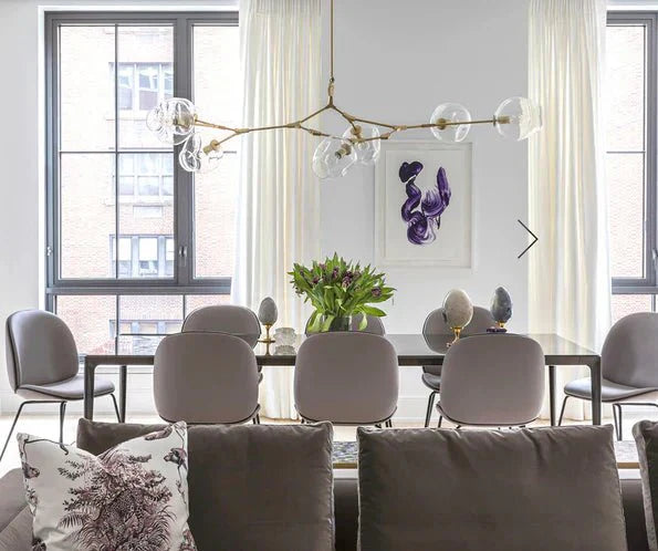 Modern Sputnik Smoky Gray/Amber Glass Branch Chandelier for Kitchen Island/Dining Room - 5 Globes/W64.2"*D20.86"*H20.87"Brass Finish/Clear GlassWarm meetlighting