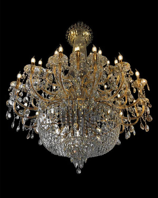 Extra Large European-style Multi-layers Candle Luxury Crystal Chandelier Gold Art Foyer/Staircase Decorative Light Fixture-MEET LIGHTING