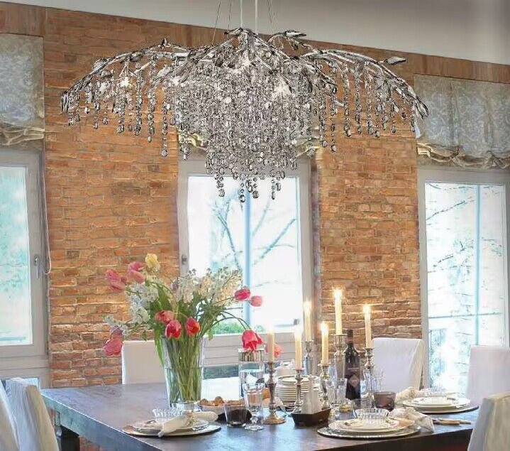 New Luxury Branch Crystal Pendant Chandelier Designer Creative Art Dining Room/Living Room Light Fixture - L74.8"*W29.52"*H23.0"ChromeWarm 