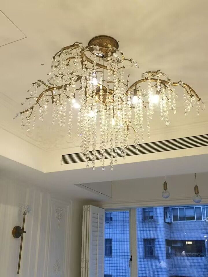 New Luxury Branch Crystal Pendant Chandelier Designer Creative Art Dining Room/Living Room Light Fixture - L26.8"*W29.52"*H14.2"GoldWarm 
