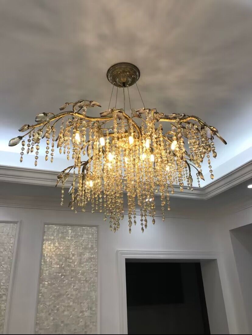 New Luxury Branch Crystal Pendant Chandelier Designer Creative Art Dining Room/Living Room Light Fixture - L26.8"*W29.52"*H14.2"GoldWarm 