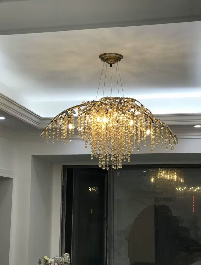 New Luxury Branch Crystal Pendant Chandelier Designer Creative Art Dining Room/Living Room Light Fixture - L26.8"*W29.52"*H14.2"GoldWarm 