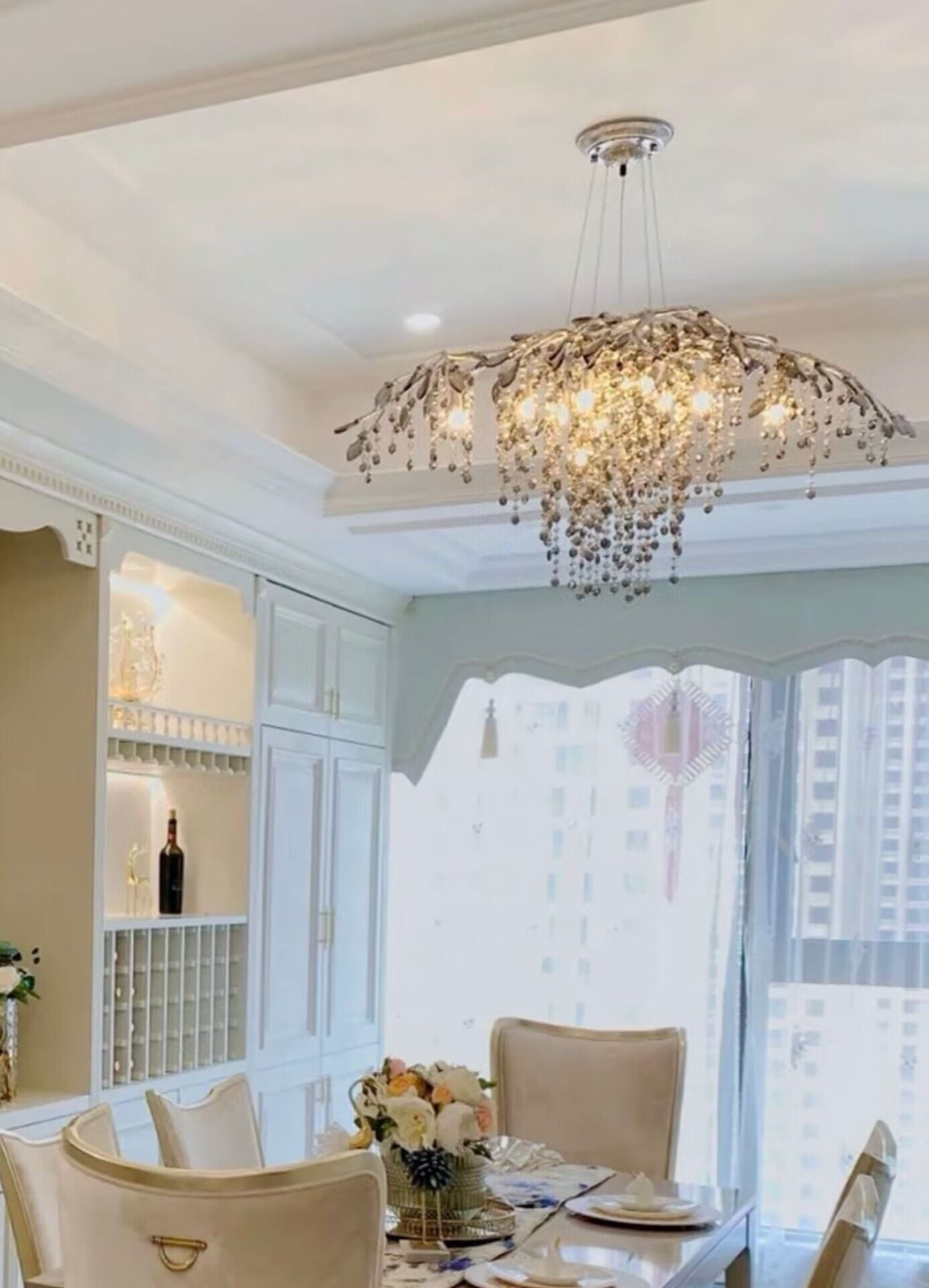 New Luxury Branch Crystal Pendant Chandelier Designer Creative Art Dining Room/Living Room Light Fixture - L26.8"*W29.52"*H14.2"GoldWarm 