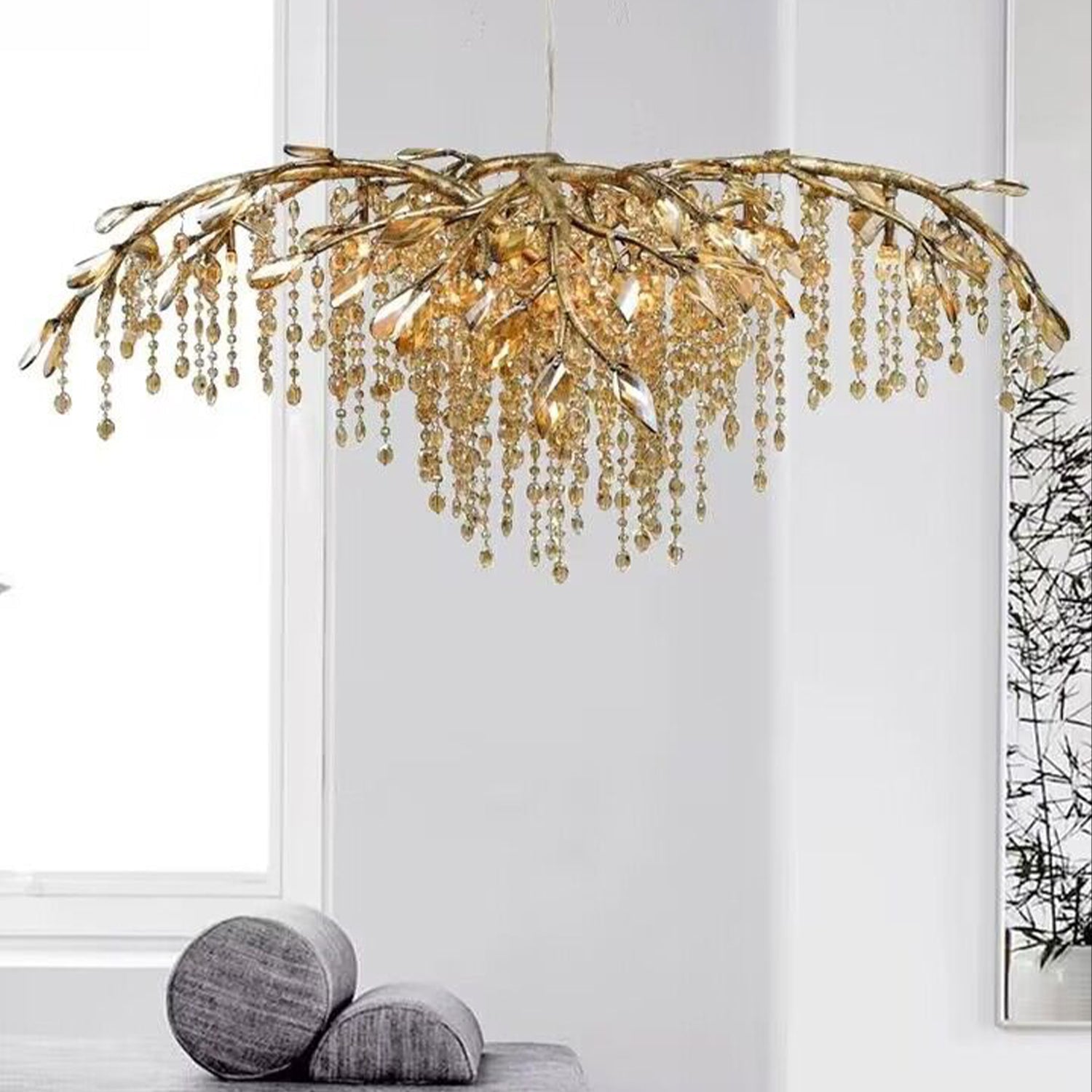 New Luxury Branch Crystal Pendant Chandelier Designer Creative Art Dining Room/Living Room Light Fixture - L102.4"*W29.52"*H36.9"GoldWarm 