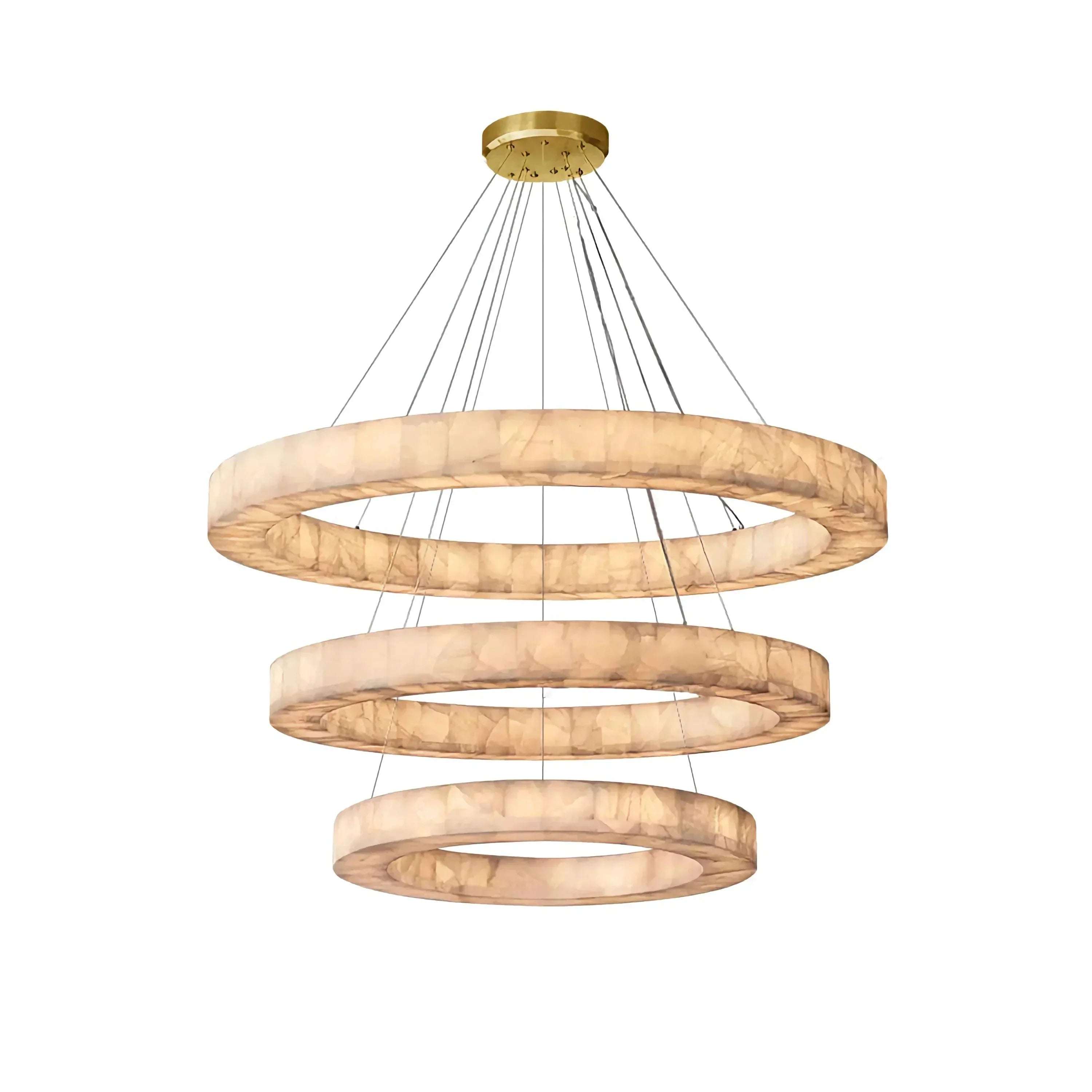 OLYRA 3 - TIER ROUND ALABASTER CHANDELIER 39" 47" 59"D - 100cm / 60cm | 39.4" / 23.6"GoldWarm whiteBlushlighting