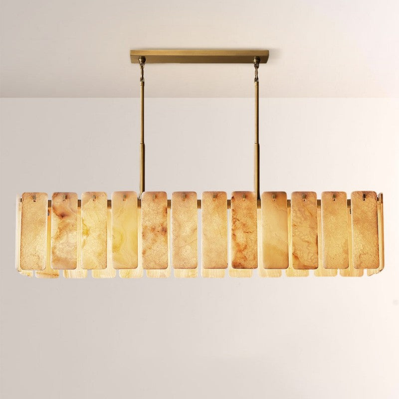 Camette Alabaster Rectangular Chandelier 72"W