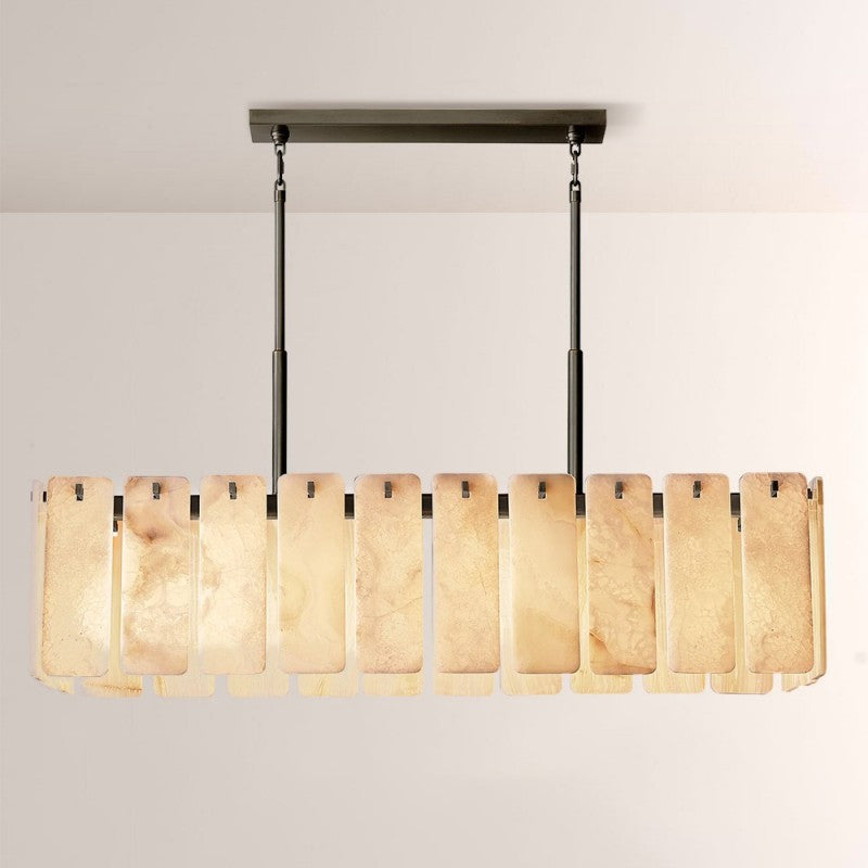 Camette Alabaster Rectangular Chandelier 60"W