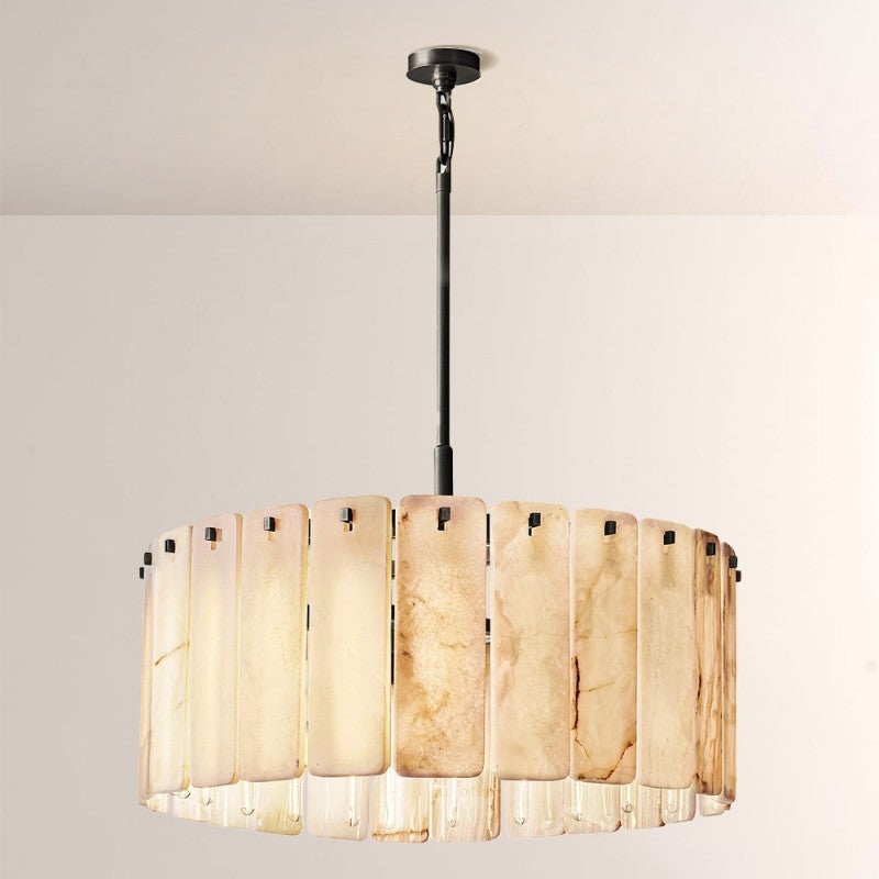 Camette Alabaster Round Chandelier 36"D