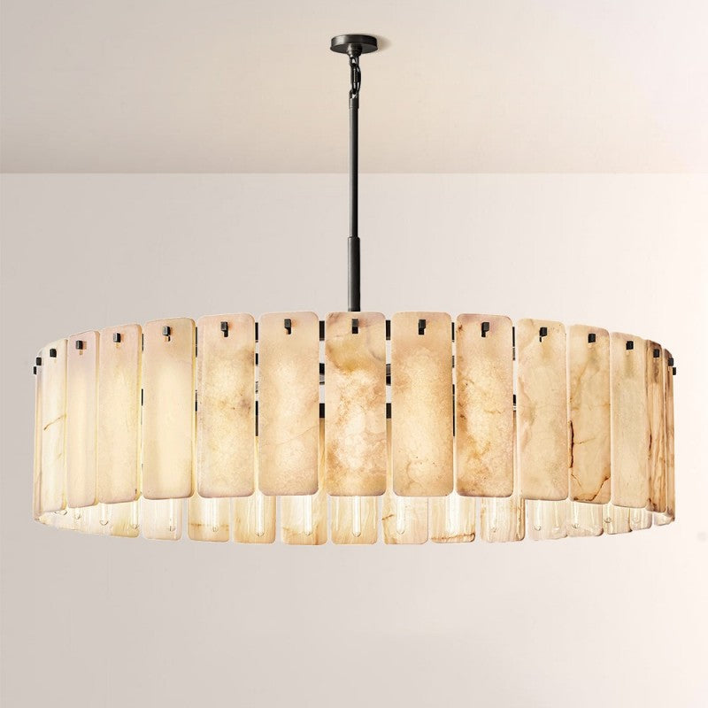 Camette Alabaster Round Chandelier 60"D