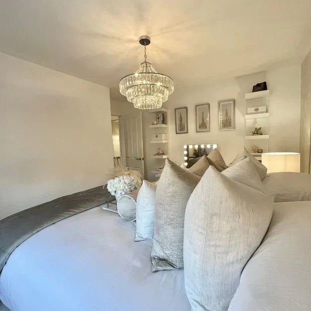 Light Luxury Round Tiered Crystal Chandelier for Living Room/Bedroom-MEET LIGHTING