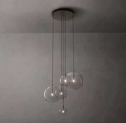 Darrance Modern Round Glass Globe Cluster Chandelier 28" chandelier Kevin Studio Inc Black  