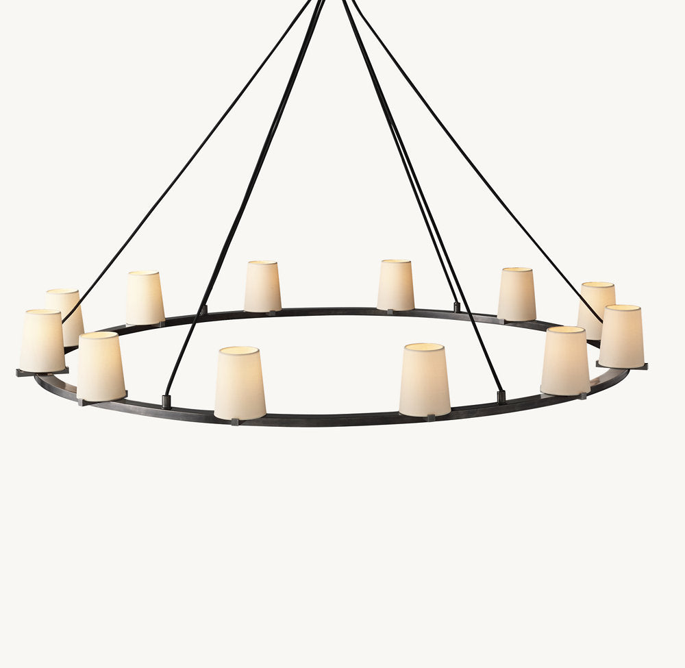 PAUILLAC FABRIC SHADE ROUND CHANDELIER 60"