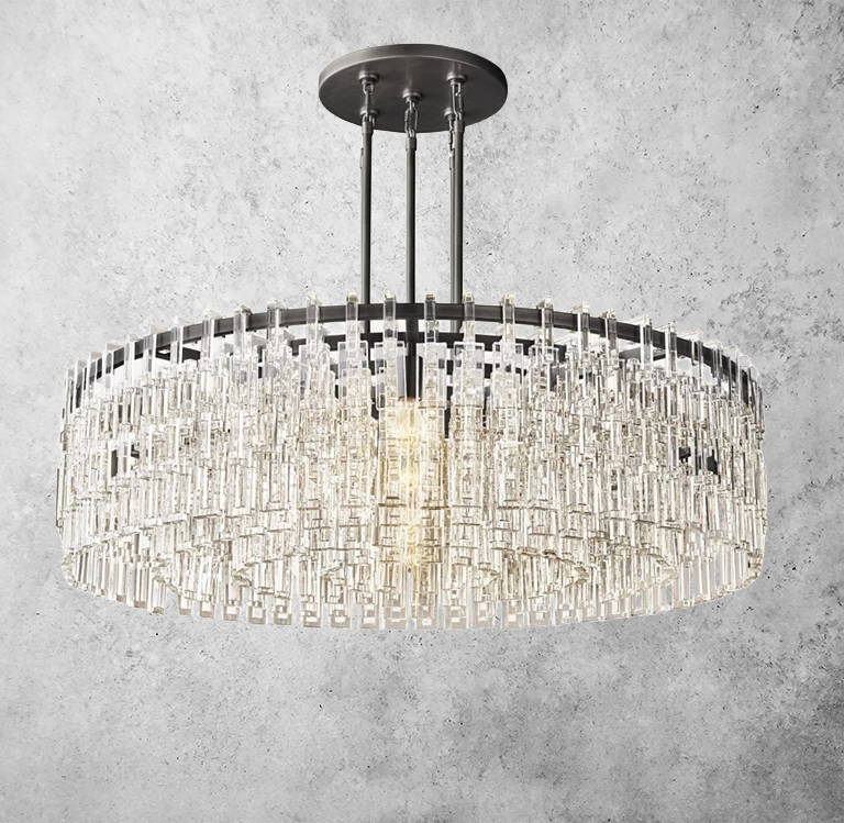 Mariogold Multi-Tier Crystal Chain Round Chandelier 48"
