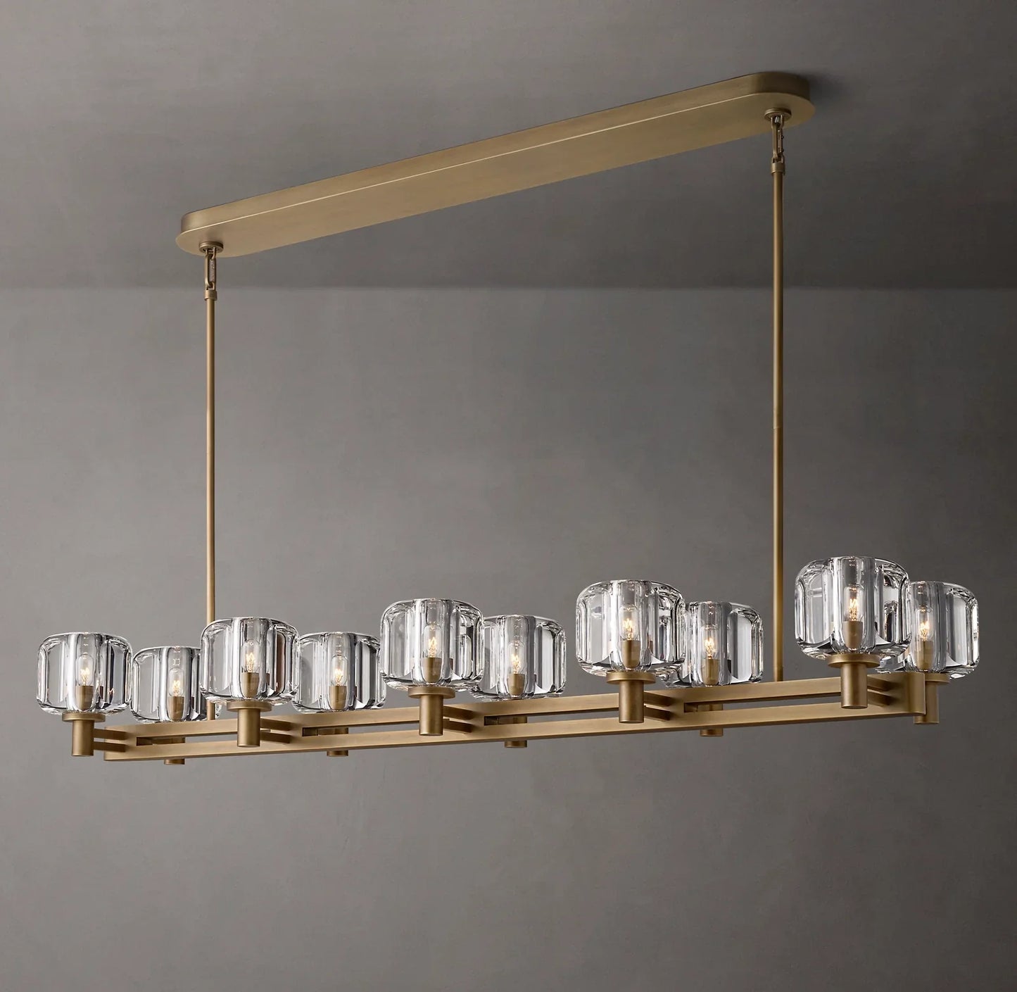 Demaret Double Linear Chandelier 54" for Living Room, Bedroom, Dining Table