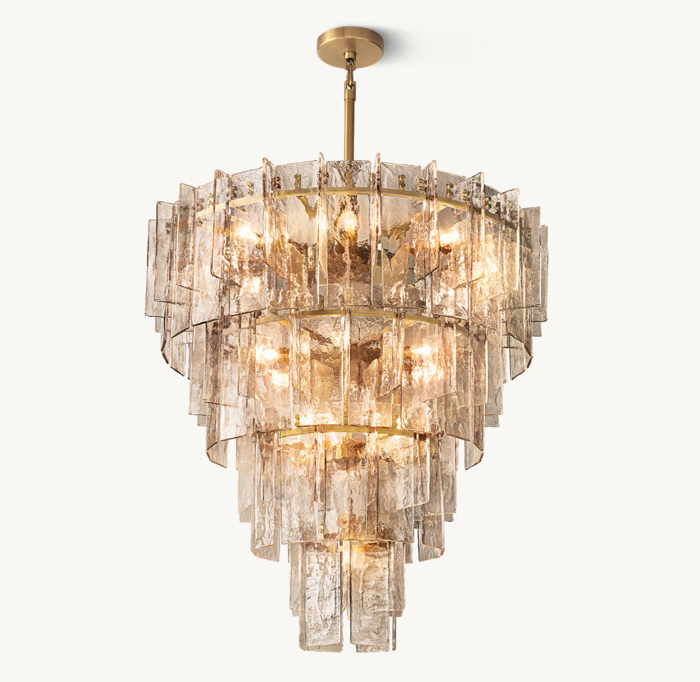 LOTTICE SMOKE GLASS TIERED CHANDELIER 47"