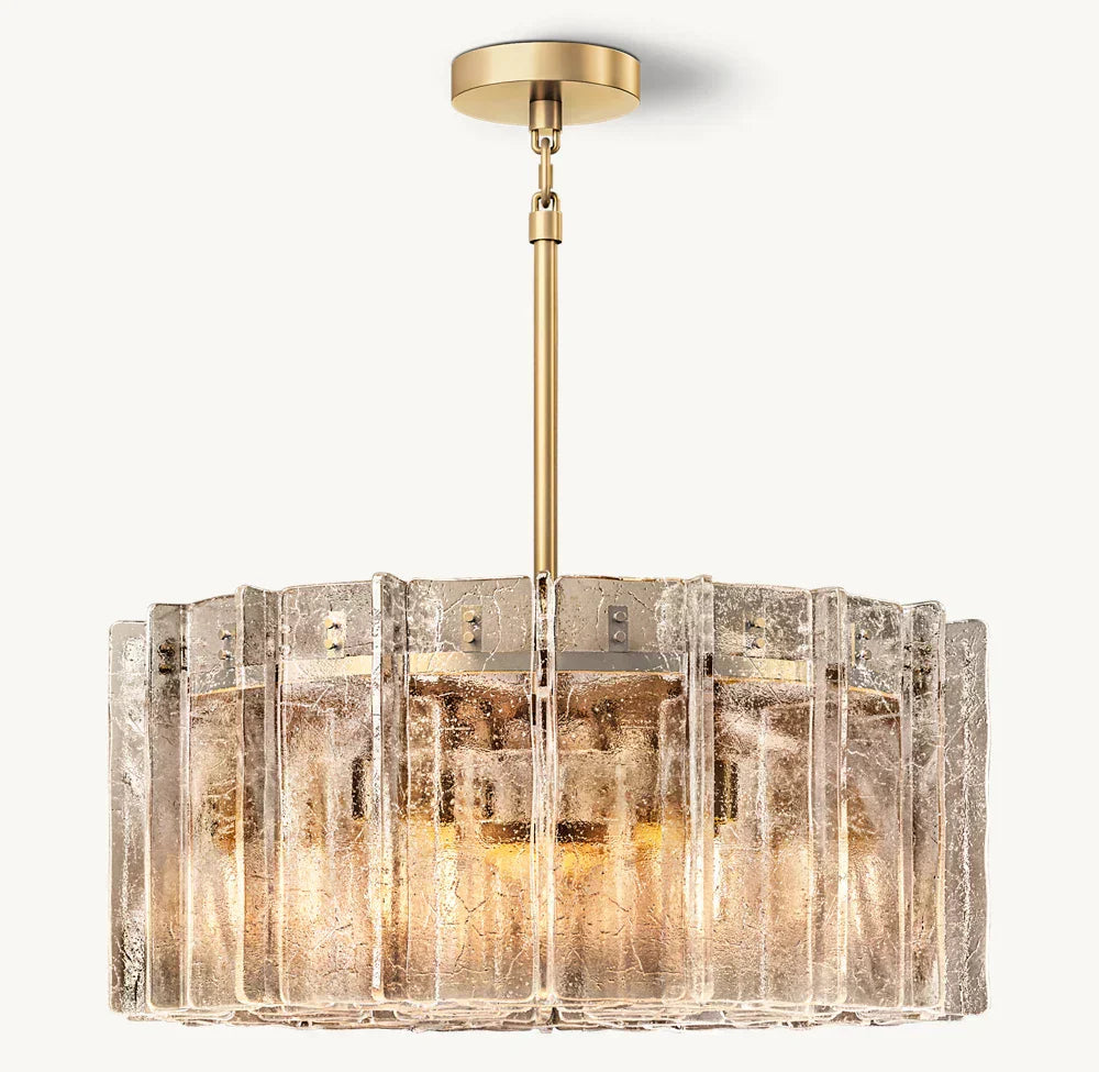 LOTTICE SMOKE GLASS ROUND CHANDELIER 37"