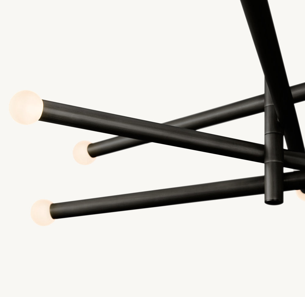 ROUSSEAU 8-LIGHT MOBILE ETCHED ROD CHANDELIER