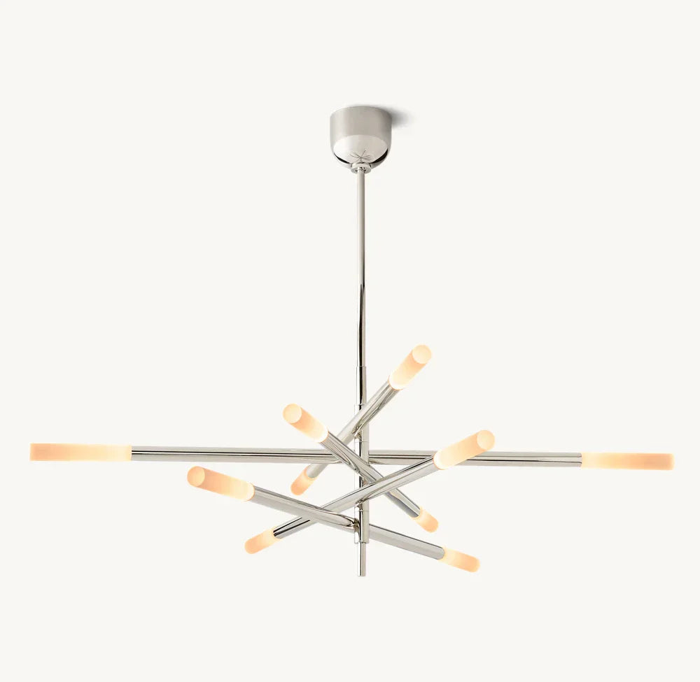 ROUSSEAU 10-LIGHT MOBILE ETCHED ROD CHANDELIER