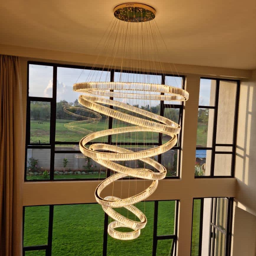 Modern Front Entryway Chandelier 3/4/5/6/7 Rings Crystal Gold/ Chrome Finish Ceiling Lamp-MEET LIGHTING