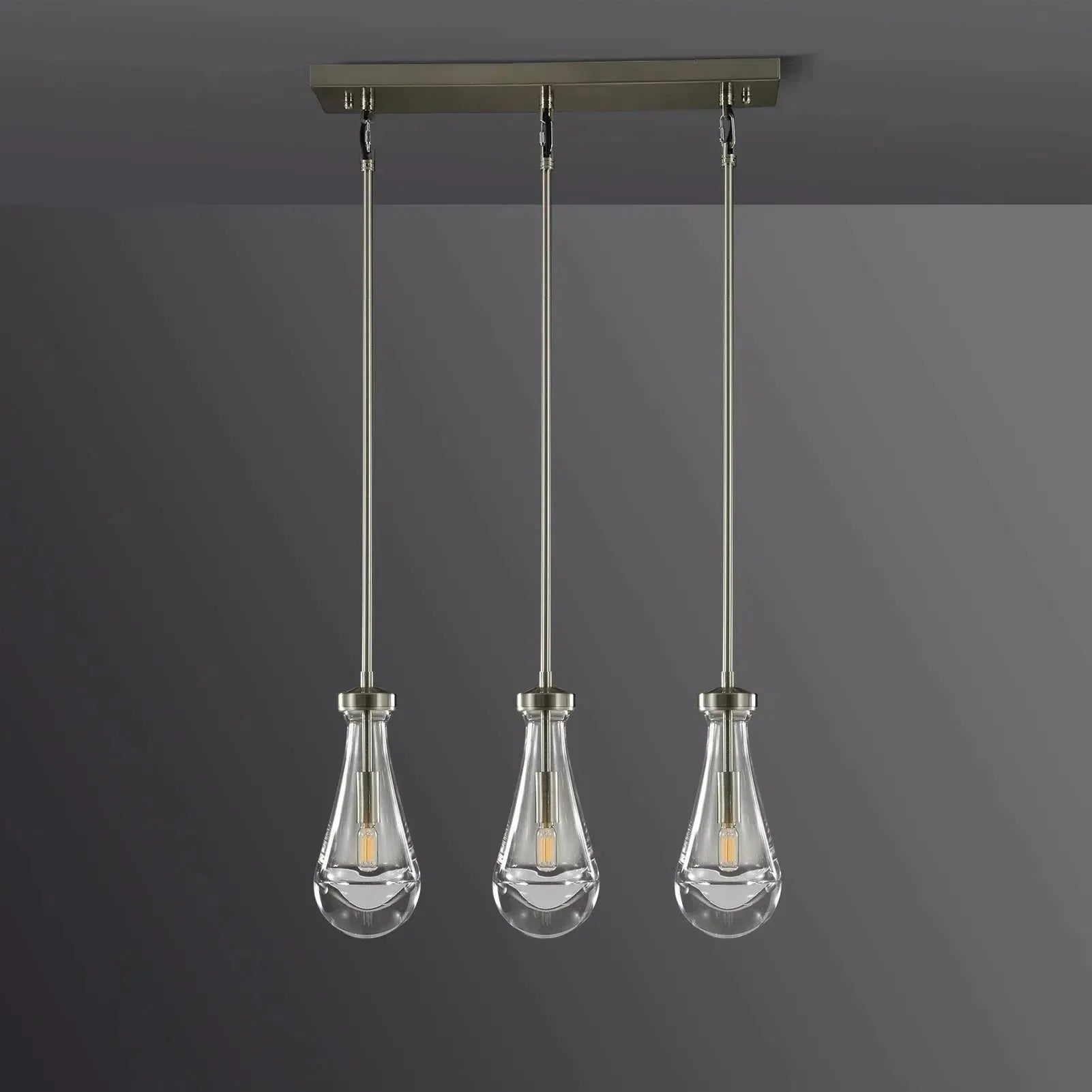 Raindrop Linear Chandelier 3-Light 22''