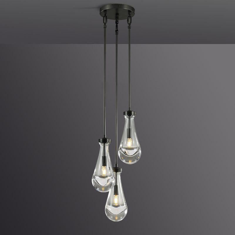 Raindrop Round Chandelier 3-Light 8''