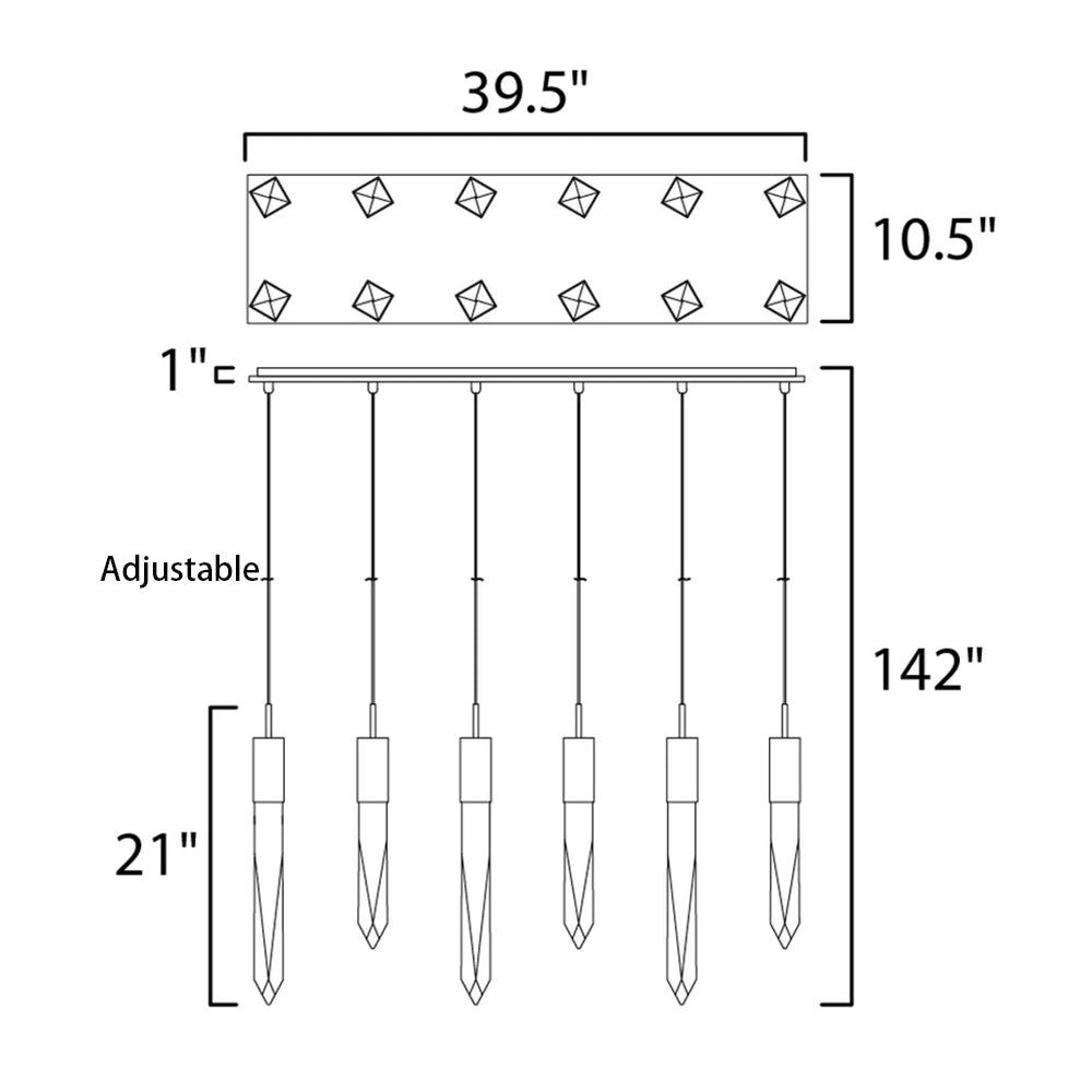Modern Light Luxury Round/Rectangle Floating Glacier Crystal Chandelier in Black Finish for Kitchen Island/ Staircase/Living Room-MEET LIGHTING