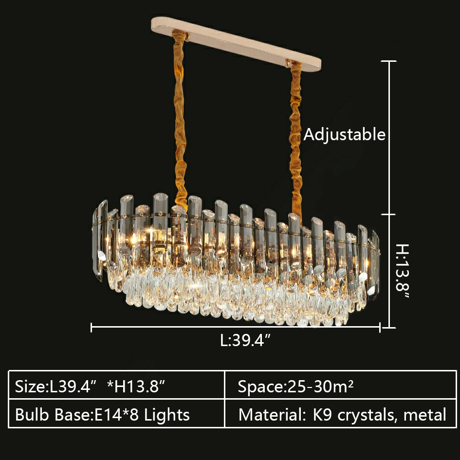 Smoke Gray Crystal Chandelier Flush Mounted Ceiling Light Fitxture Set for Dining Room/Living Room-MEET LIGHTING