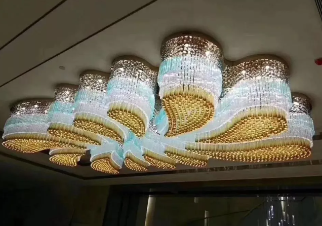 Custom Extra Large Flush Mount Floral Crystal Chandelier for Hotel/Restaurant/Villa-MEET LIGHTING