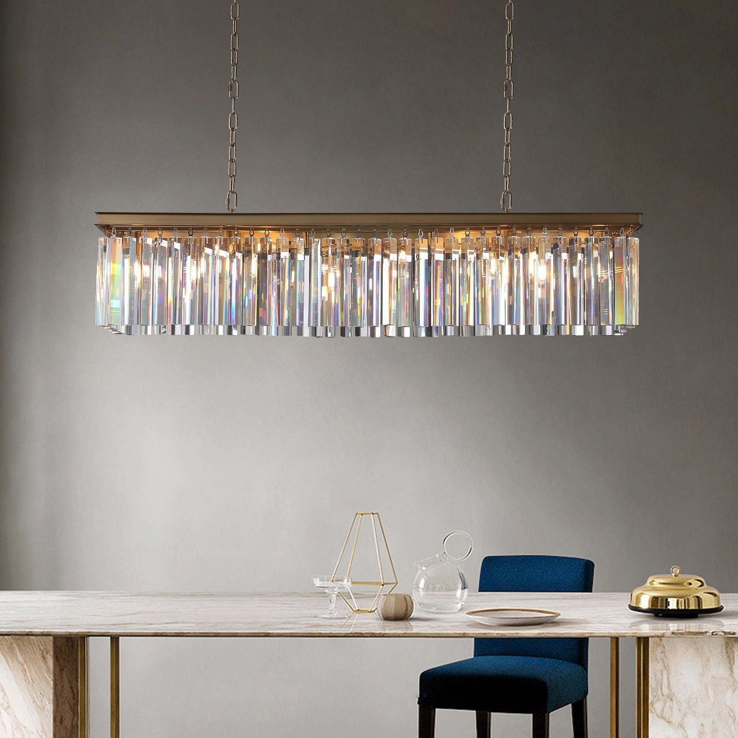 Rhys Rectangular Crystal Chandelier 49"