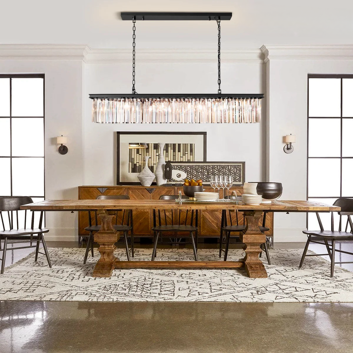 Rhys Rectangular Crystal Chandelier 49"