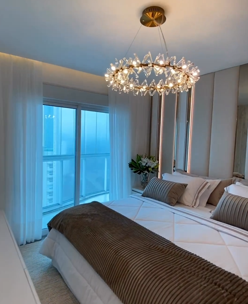 2 Wheel Frozen Ice Crystal Chandelier Light For Living Room Dining Hall-MEET LIGHTING