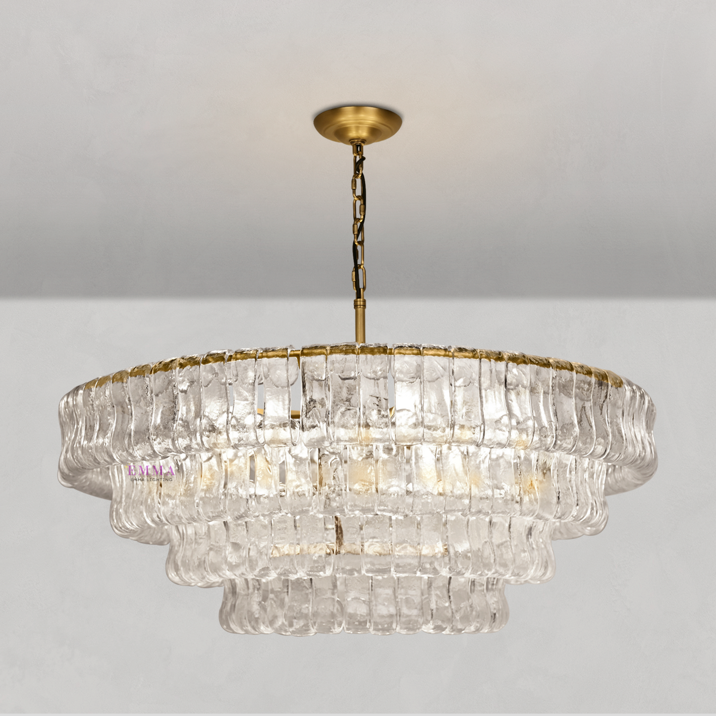 Art Glass Ghiaccio Round Chandelier 36" 48" 60"