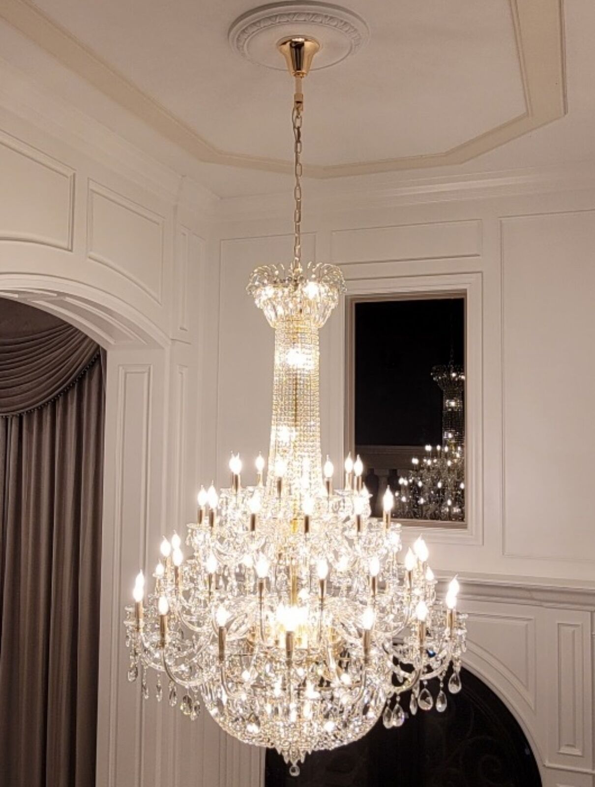 Extra Large European-style Multi-layers Candle Luxury Crystal Chandelier Gold Art Foyer/Staircase Decorative Light Fixture-MEET LIGHTING