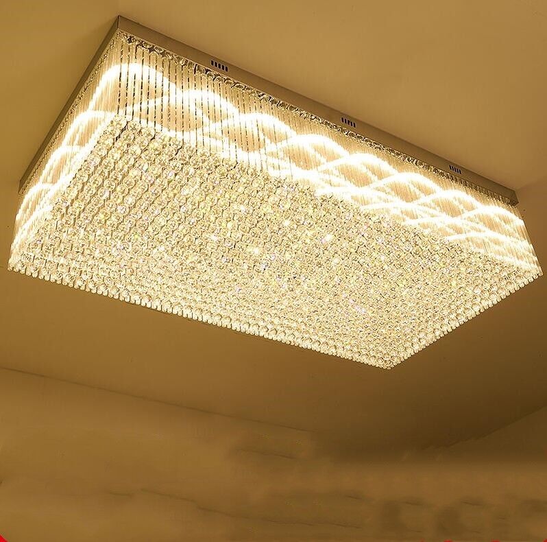 Modern&Luxury Extra Flush Mount Rectangle Crystal Chandelier-MEET LIGHTING