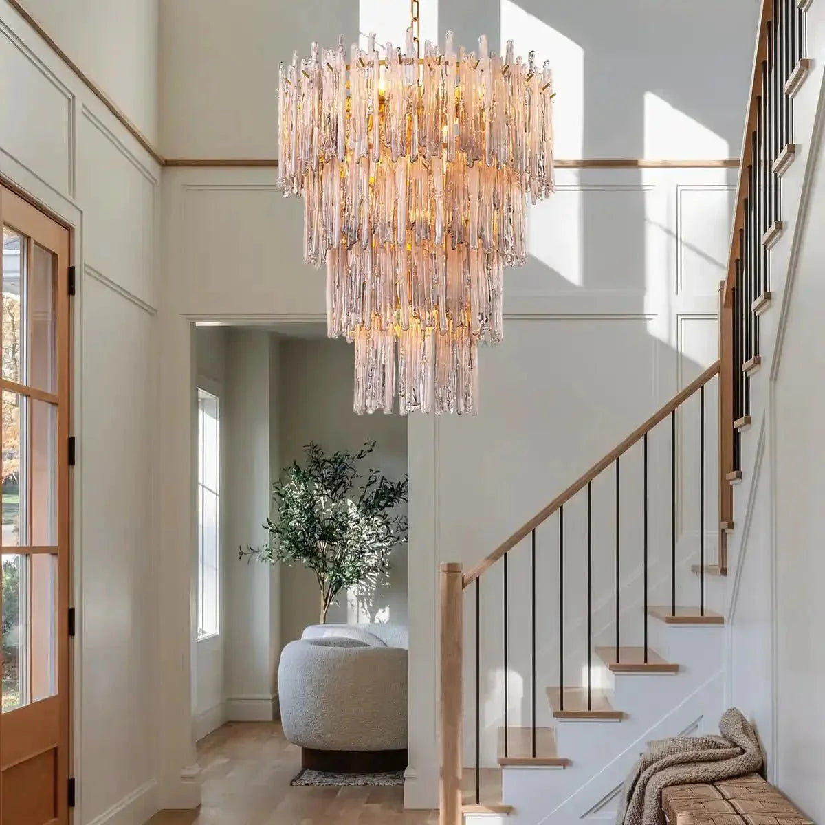 Saint Roch Modern Glass Chandelier Brass & Glass - Small Meet Lighting