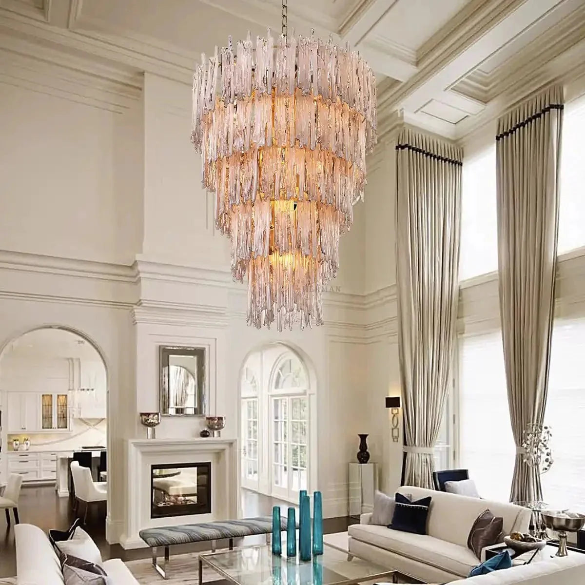 Saint Roch Modern Glass Chandelier Brass & Glass - Large Meet Lighting